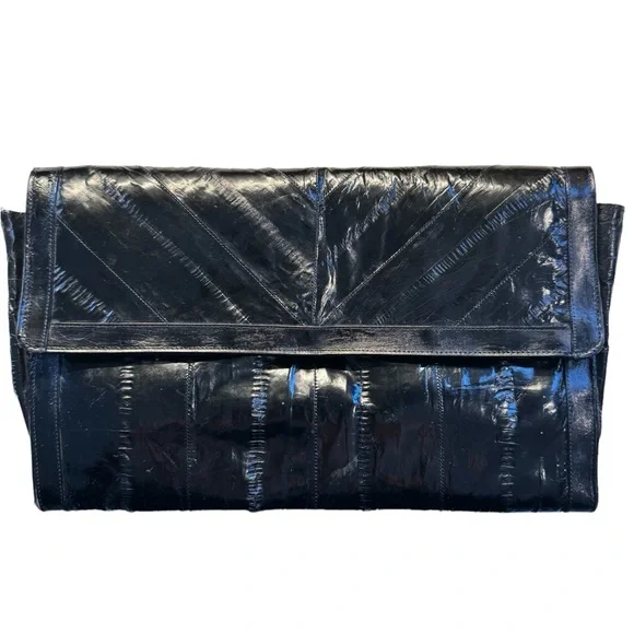 Vintage Black Eel skin clutch - Picture 2 of 8